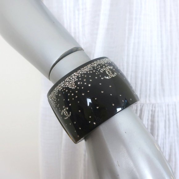 CHANEL Jewelry - CHANEL 2012 CC STRASS CUFF BRACELET BLACK RESIN